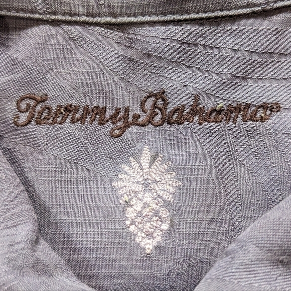 Tommy Bahama purple foliage leaf design short sleeve silk button up XL - Picture 7 of 8